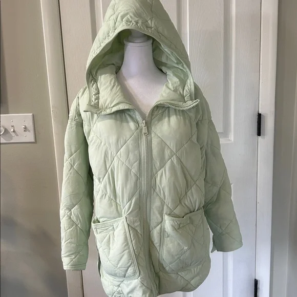Free People movement mint green quilted jacket xxs over sized - Picture 1 of 10